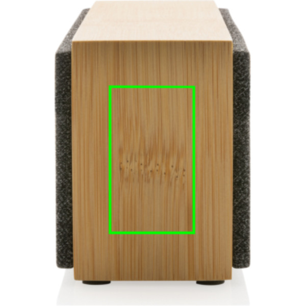 Enceinte sans fil Wynn de 10 W en bambou: Emplacement du logo – côté droit du produit