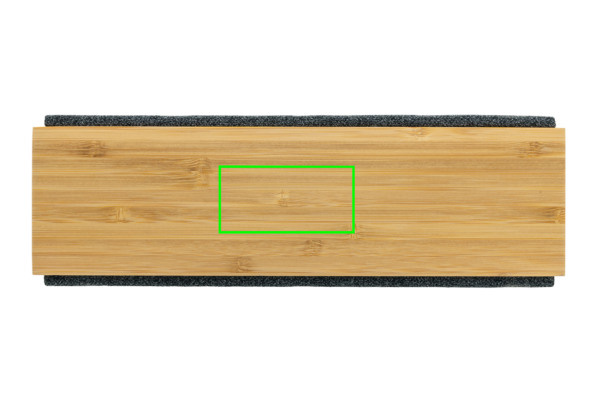 Enceinte sans fil Wynn de 20 W en bambou: Emplacement du logo – dessus du produit