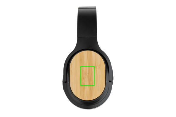Casque sans fil pliable Elite en matières recyclées RCS et bambou: Emplacement du logo – côté droit du produit