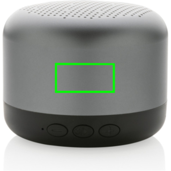 Enceinte sans fil Terra de 5 W en aluminium recyclé RCS: Emplacement du logo – face avant du produit