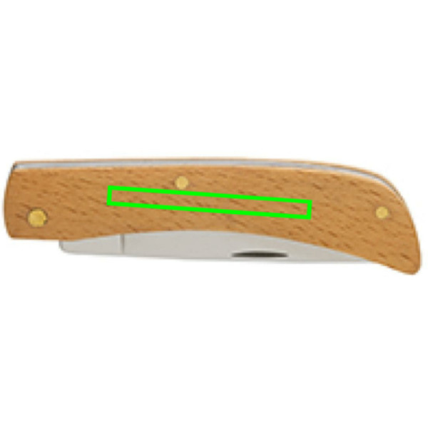 Couteau en bois: Emplacement du logo – côté gauche du produit