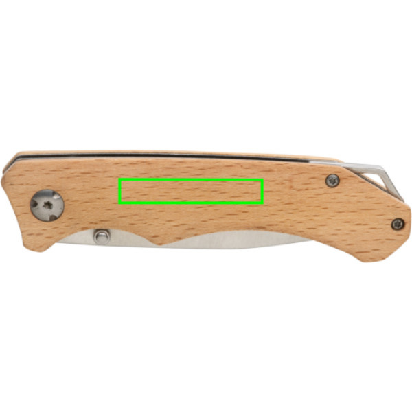 Couteau de plein air en bois: Emplacement du logo – face avant du produit