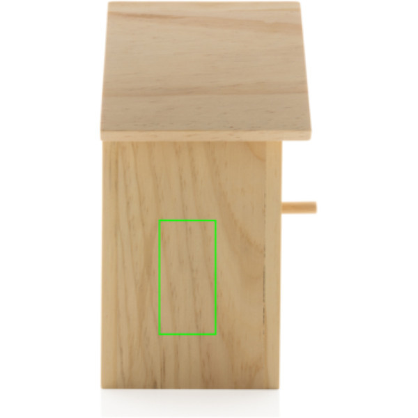 Nichoir en bois: Emplacement du logo – côté gauche du produit