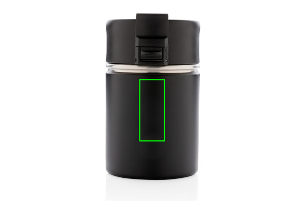 Mug compact Bogota isolé sous vide avec revêtement céramique: Emplacement du logo – partie supérieure de la face avant du produit