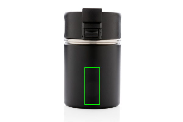 Mug compact Bogota isolé sous vide avec revêtement céramique: Emplacement du logo – partie inférieure de la face avant du produit