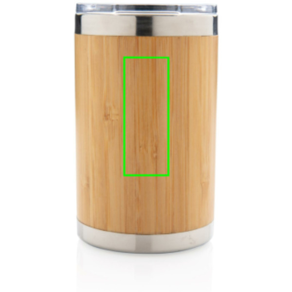 Bambus Coffee-To-Go Becher: Logoposition – oberer Bereich der Produktrückseite