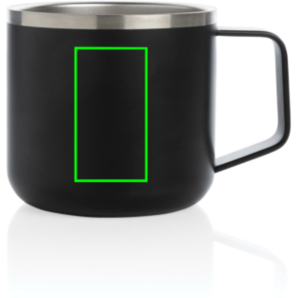 Mug de camping en acier inoxydable: Emplacement du logo – face avant du produit