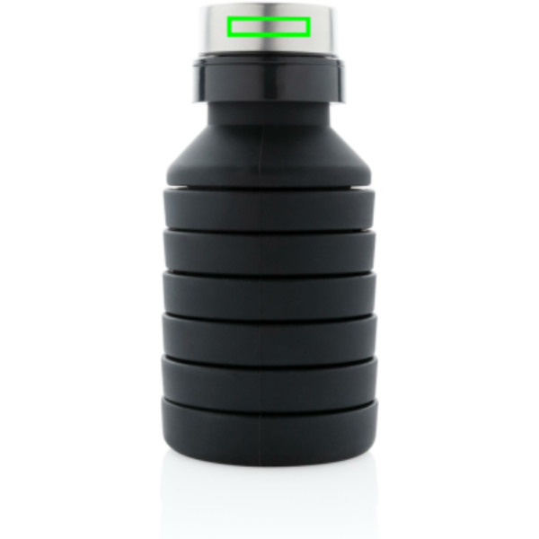 Gourde pliable étanche en silicone avec bouchon: Emplacement du logo – couvercle