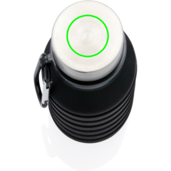 Gourde pliable étanche en silicone avec bouchon: Emplacement du logo – dessus du produit