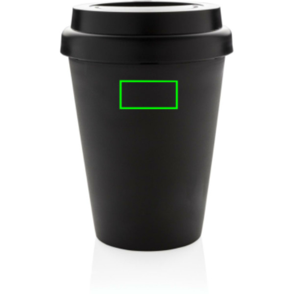 Gobelet à café réutilisable à double paroi 300 ml: Emplacement du logo – partie supérieure de l’arrière du produit