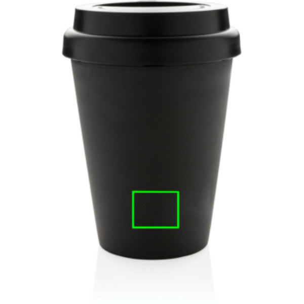Gobelet à café réutilisable à double paroi 300 ml: Emplacement du logo – partie inférieure de l’arrière du produit