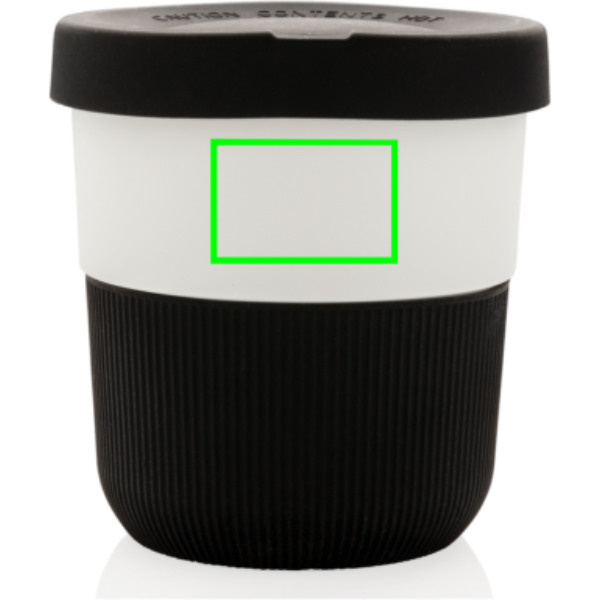Gobelet à café à emporter en PLA: Emplacement du logo – partie supérieure de la face avant du produit