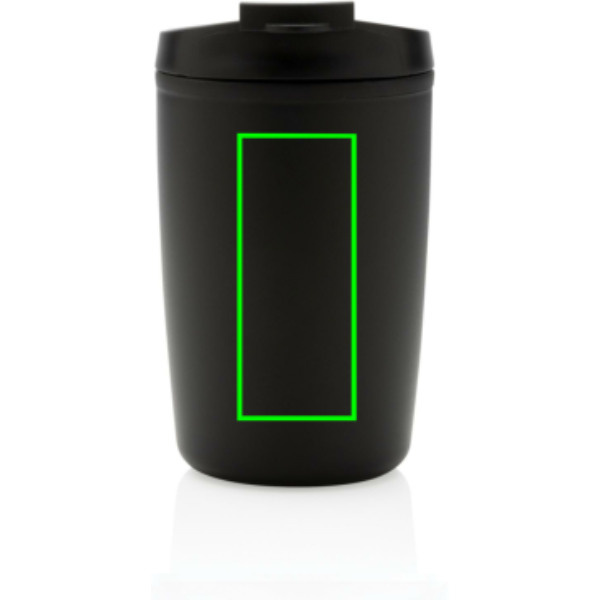 GRS recycelter PP-Becher mit Flip-Deckel: Logoposition – Mitte der Produktvorderseite