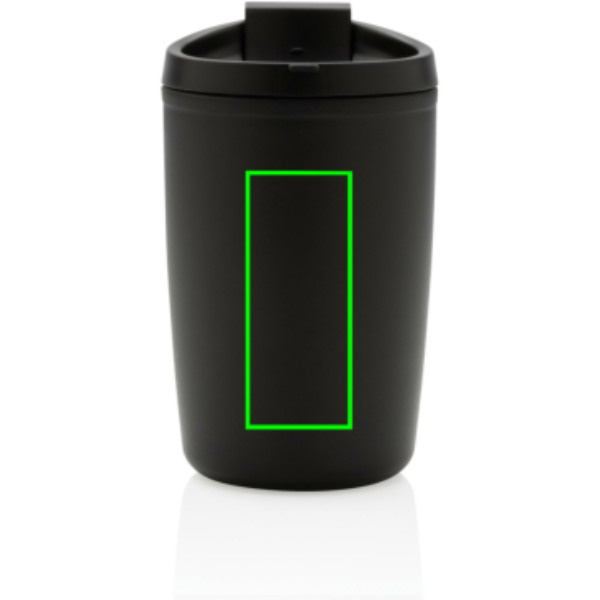 GRS recycelter PP-Becher mit Flip-Deckel: Logoposition – Mitte der Produktrückseite