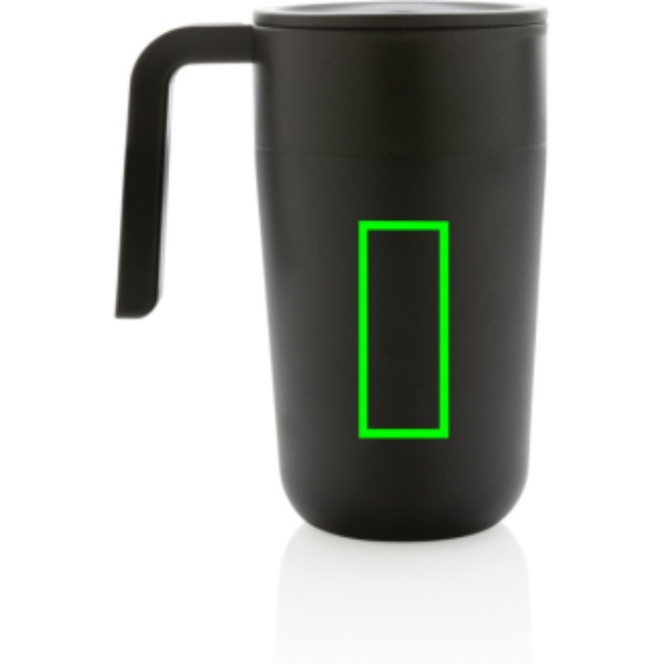 Mug avec anse en PP recyclé GRS et acier inoxydable: Emplacement du logo – face arrière du produit