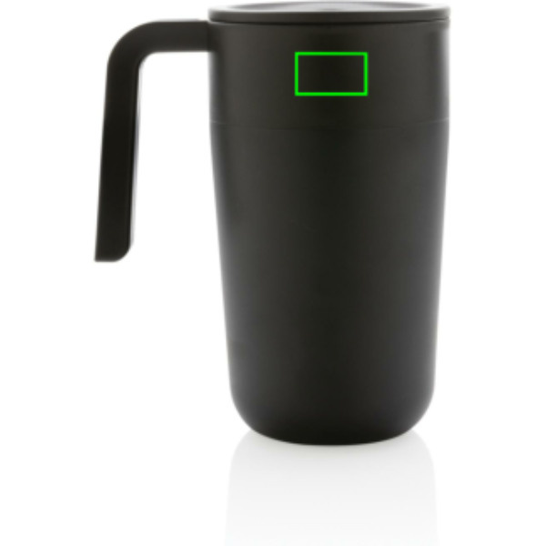 Mug avec anse en PP recyclé GRS et acier inoxydable: Emplacement du logo – partie supérieure de l’arrière du produit