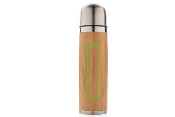 Bouteille de voyage isotherme sous vide en bambou: Emplacement du logo – centre de la face avant du produit