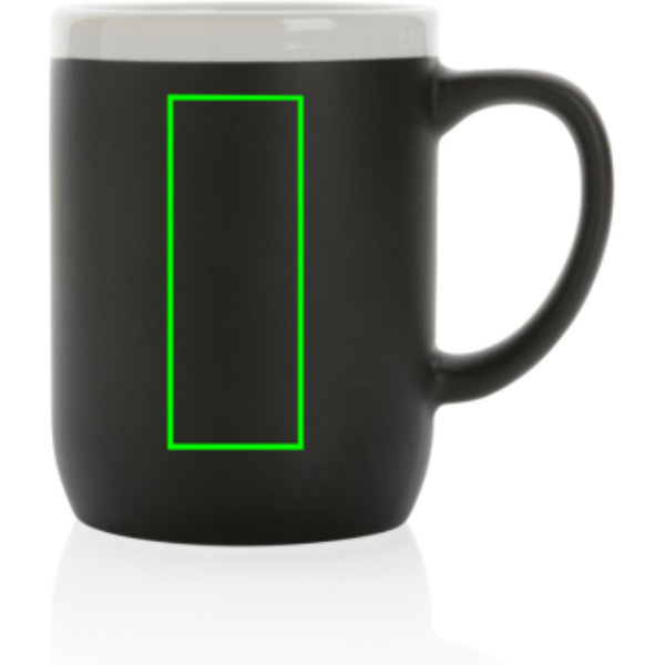 Keramiktasse mit weißem Rand, 300ml: Logoposition – Vorderseite des Produkts
