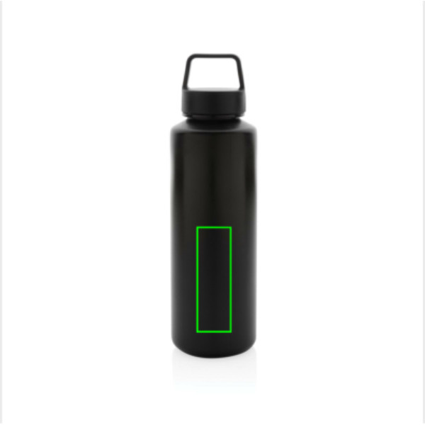 RCS certified recycled PP water bottle with handle: Logo position – lower back of the product