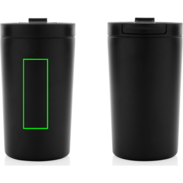 Mug isotherme sous vide à double paroi en acier inoxydable recyclé RCS, étanche et verrouillable: Emplacement du logo – face arrière du produit
