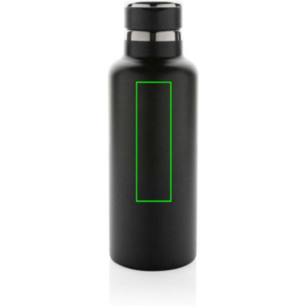 Gourde isotherme sous vide Hydro en acier inoxydable recyclé RCS avec bec verseur: Emplacement du logo – partie supérieure de la face avant du produit
