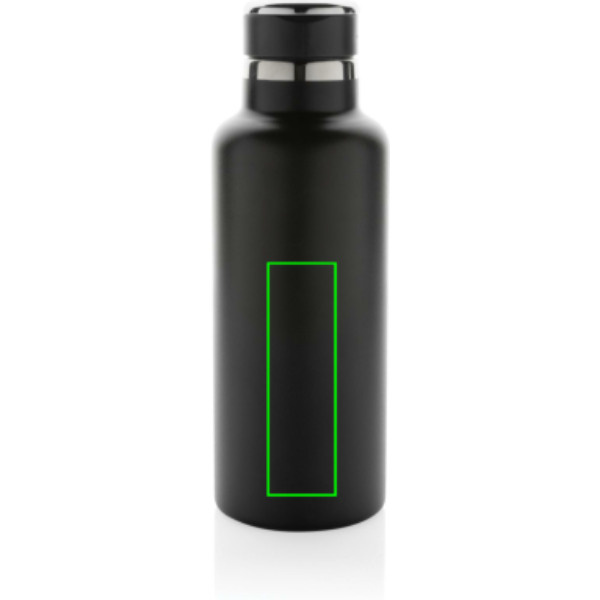 Gourde isotherme sous vide Hydro en acier inoxydable recyclé RCS avec bec verseur: Emplacement du logo – partie inférieure de la face avant du produit