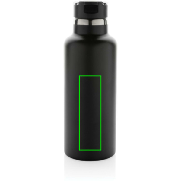 Gourde isotherme sous vide Hydro en acier inoxydable recyclé RCS avec bec verseur: Emplacement du logo – partie inférieure de l’arrière du produit