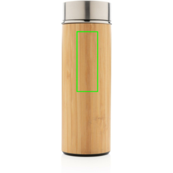 Gourde étanche isotherme sous vide en bambou: Emplacement du logo – partie supérieure de l’arrière du produit