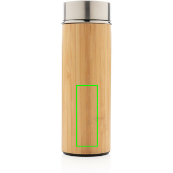 Gourde étanche isotherme sous vide en bambou: Emplacement du logo – partie inférieure de l’arrière du produit