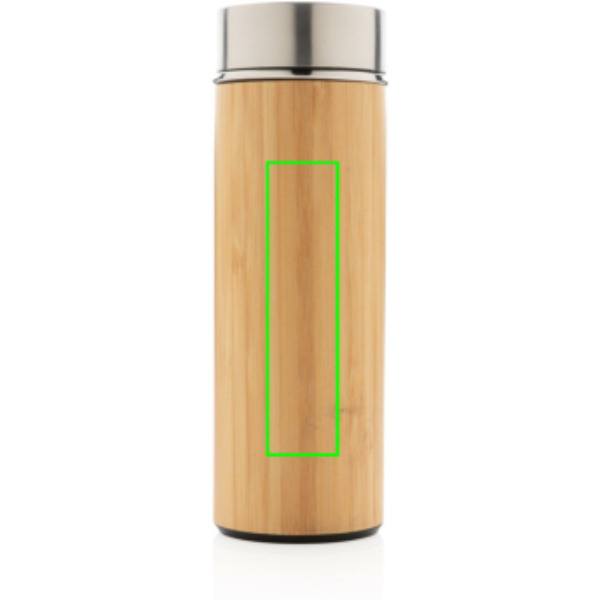 Gourde étanche isotherme sous vide en bambou: Emplacement du logo – centre de la face avant du produit