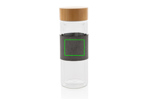 Gourde Impact en verre borosilicaté à double paroi: Emplacement du logo – centre de la face avant du produit