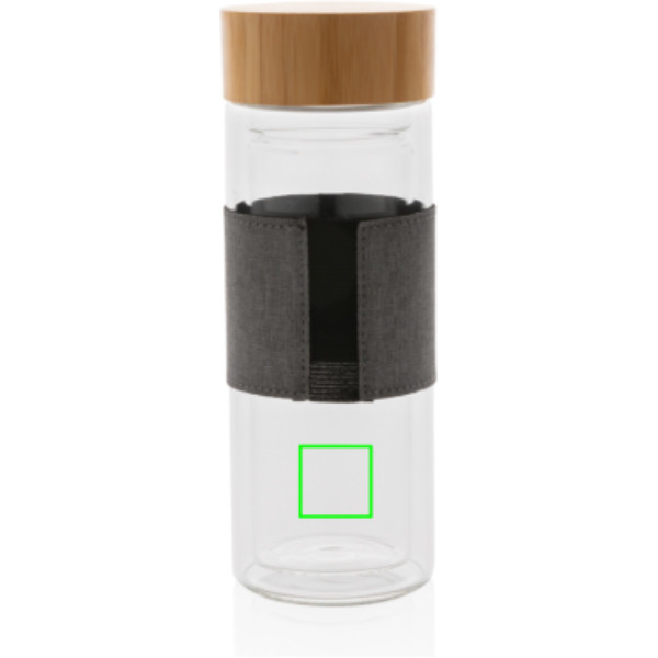 Gourde Impact en verre borosilicaté à double paroi: Emplacement du logo – partie inférieure de l’arrière du produit
