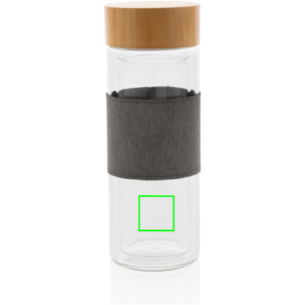 Gourde Impact en verre borosilicaté à double paroi: Emplacement du logo – partie inférieure de la face avant du produit
