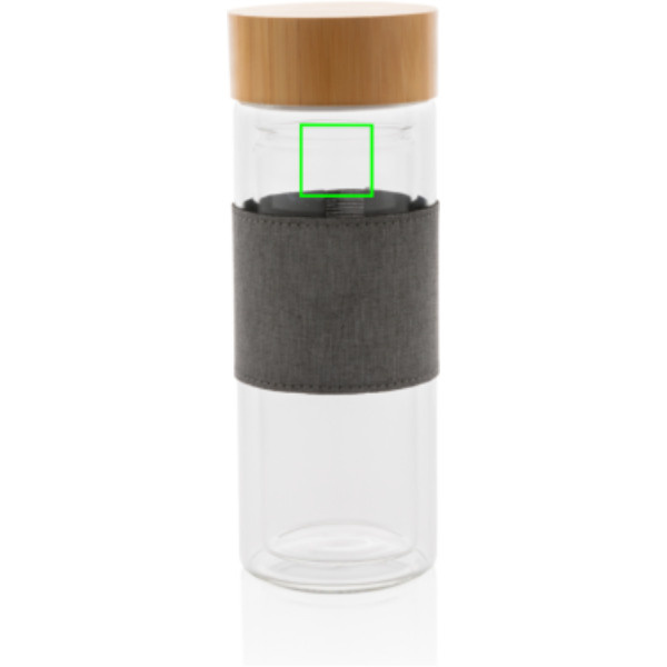 Gourde Impact en verre borosilicaté à double paroi: Emplacement du logo – partie supérieure de la face avant du produit