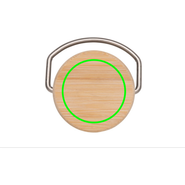 Gourde moderne en acier inoxydable avec bouchon en bambou: Emplacement du logo – dessus du produit