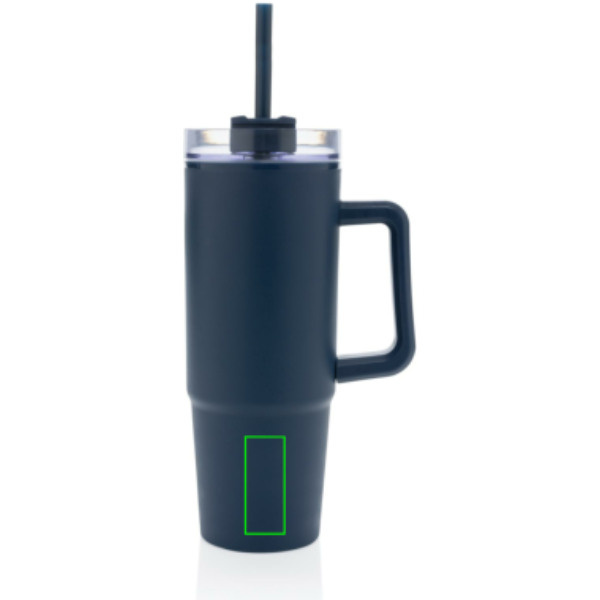 Gobelet Tana en plastique recyclé RCS avec anse 750 ml: Emplacement du logo – partie inférieure de la face avant du produit