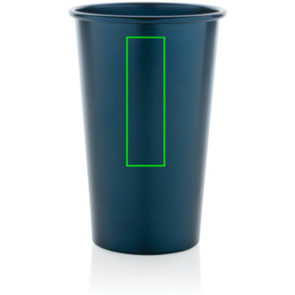 Gobelet léger Alo en aluminium recyclé RCS 450 ml: Emplacement du logo – partie supérieure de la face avant du produit