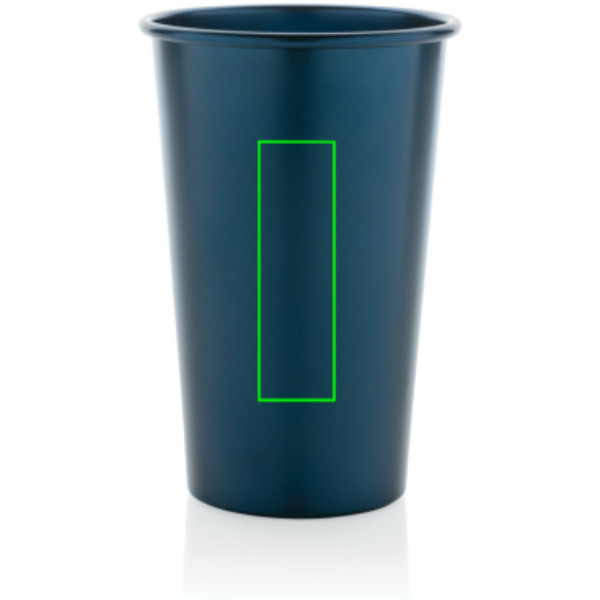 Gobelet léger Alo en aluminium recyclé RCS 450 ml: Emplacement du logo – centre de la face avant du produit