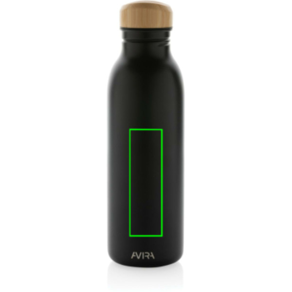 Gourde Avira Alcor en acier recyclé RCS à simple paroi 600 ml: Emplacement du logo – centre de la face avant du produit