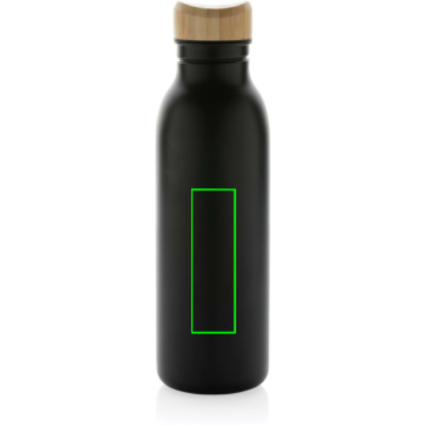 Gourde Avira Alcor en acier recyclé RCS à simple paroi 600 ml: Emplacement du logo – centre de l’arrière du produit