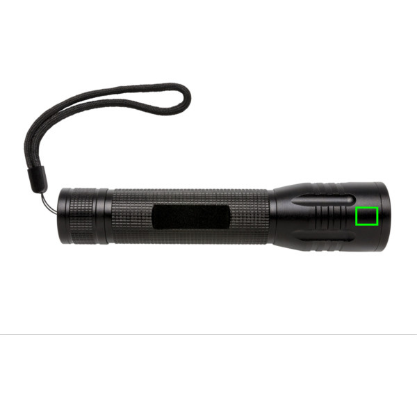 Grande lampe torche CREE 3 W: Emplacement du logo – partie supérieure de la face avant du produit