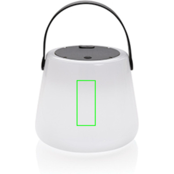 SolarGlow Außenleuchte aus RCS rec. Kunststoff mit USB-Lampe: Logoposition – Rückseite des Produkts