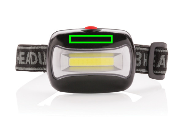 Lampe frontale COB: Emplacement du logo – partie supérieure de la face avant du produit