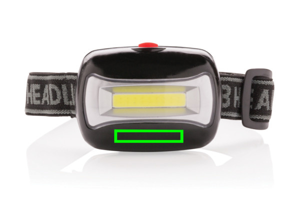 Lampe frontale COB: Emplacement du logo – partie inférieure de la face avant du produit