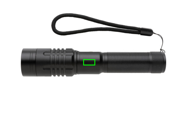 Lampe torche Gear X rechargeable par USB: Emplacement du logo – face avant du produit