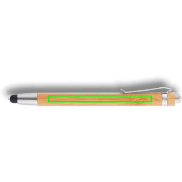 Stylo tactile en bambou: Emplacement du logo — à côté du clip