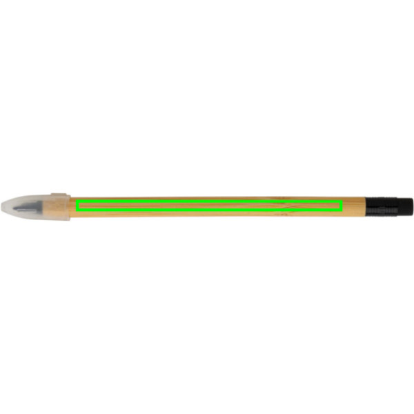 Crayon à pointe éternelle en bambou avec gomme: Emplacement du logo — Corps du stylo
