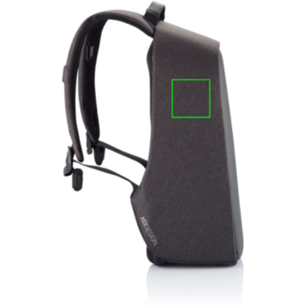 Sac à dos antivol Bobby Hero Small: Emplacement du logo — Partie supérieure gauche du produit