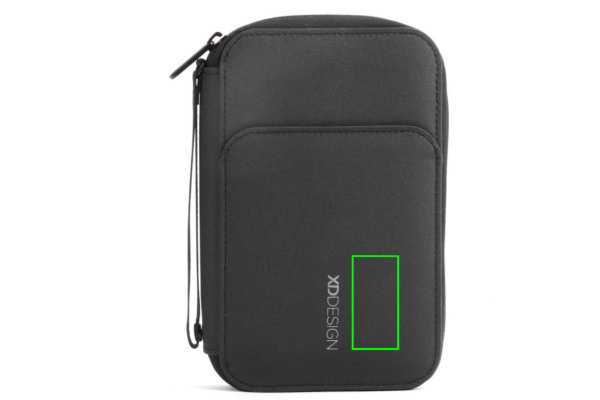 Étui pour passeport: Emplacement du logo – partie avant droite du produit
