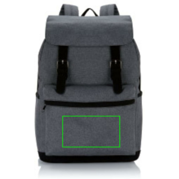 Laptop backpack with magnetic buckle straps: Logo position – lower front of the product